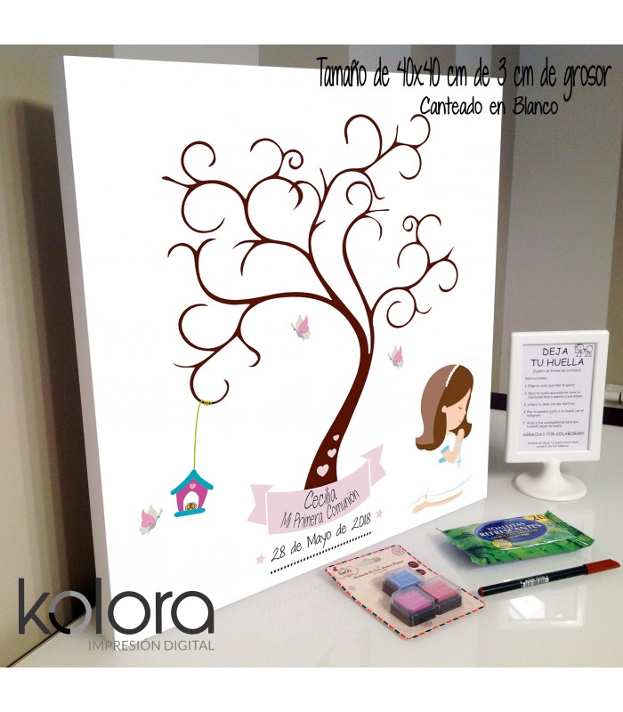 Niña de comunión - Árbol de huellas personalizado original