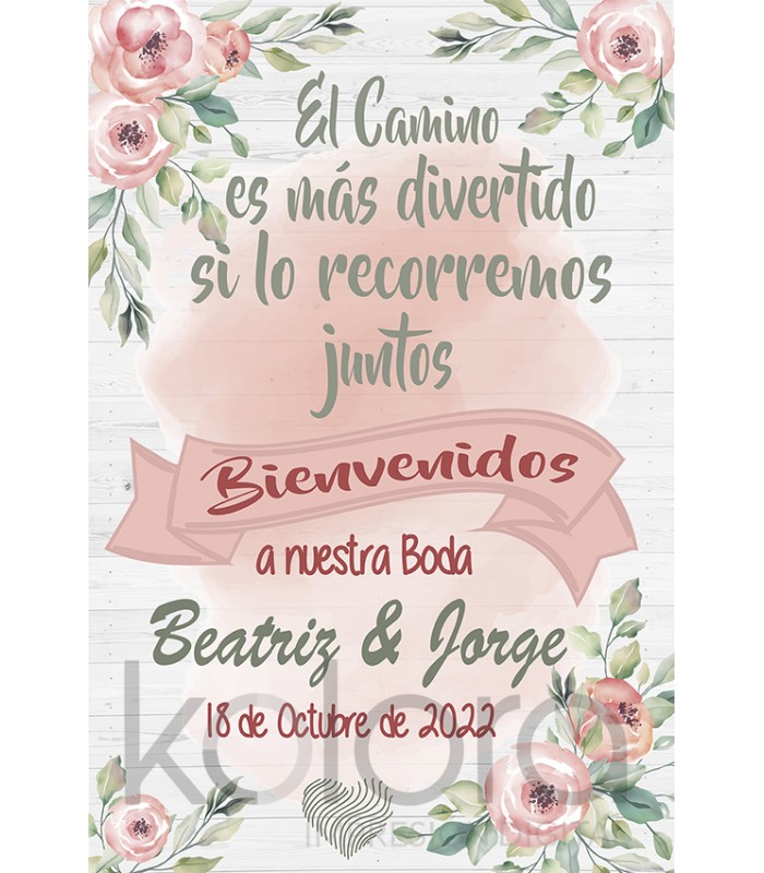 Cartel de comunión niña rosa para bienvenida - banner