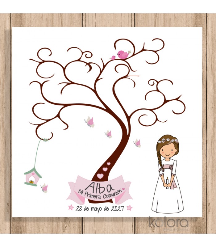 Niña de comunión - Árbol de huellas personalizado original