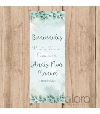 BANNER COMUNIÓN MODELO HOJAS VERDES