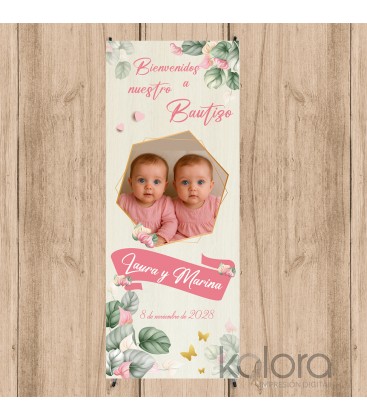 BANNER BAUTIZO CALA VERDE Y ROSA